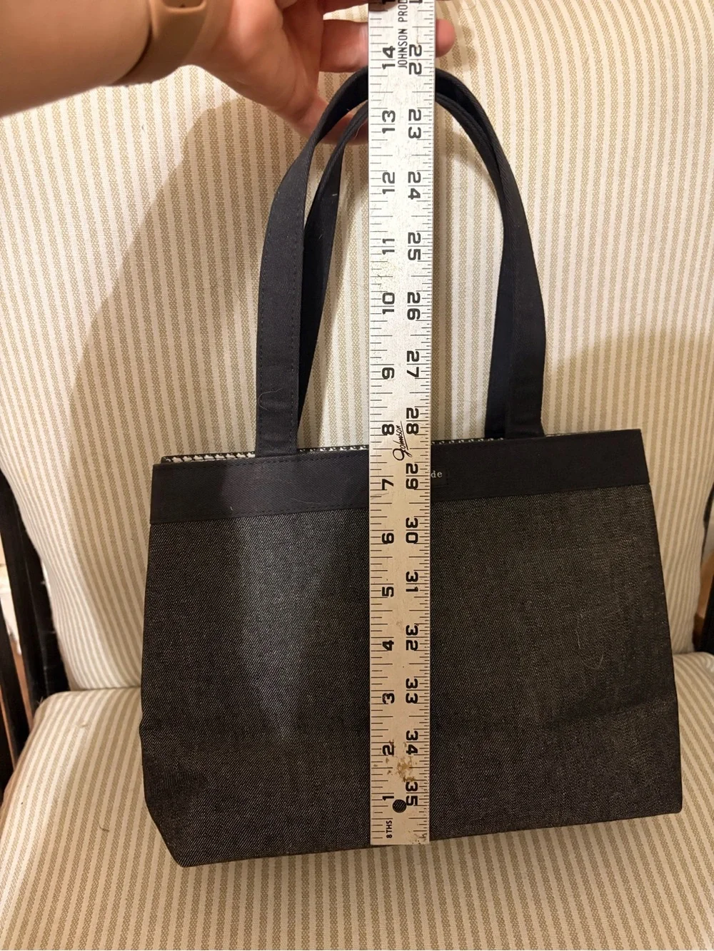KATE SPADE New York black denim-look canvas tote
